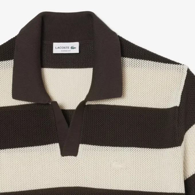 Sweter z krótkim rękawem i kołnierzykiem Koszulki Polo w paski