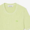 Sweter z krótkim rękawem o splocie warkoczowym Sweter z krótkim rękawem o splocie warkoczowym