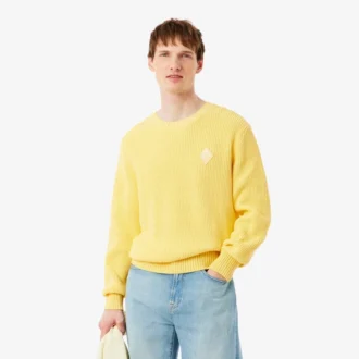 Sweter z naszywką z dzianiny ściągaczowej w kolorze perłowym Sweter z naszywką z dzianiny ściągaczowej w kolorze perłowym