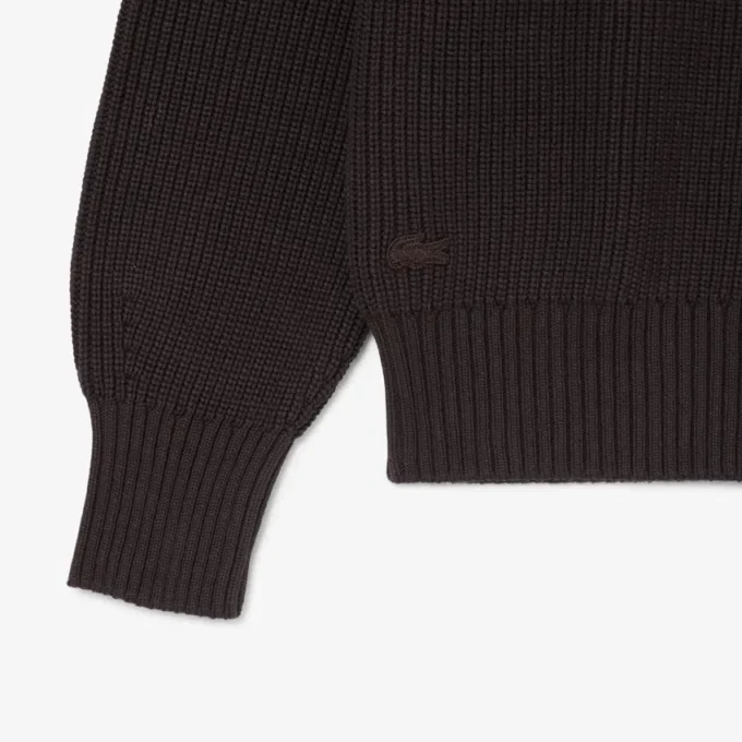Sweter z naszywką z dzianiny w prążki