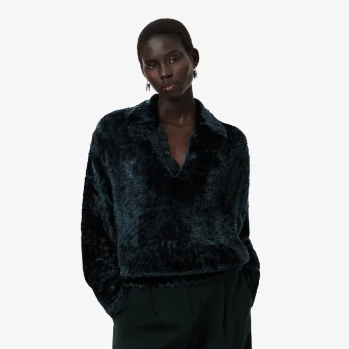 Sweter z weluru z kołnierzem Polo z kolekcji Runway Sweter z weluru z kołnierzem Polo z kolekcji Runway
