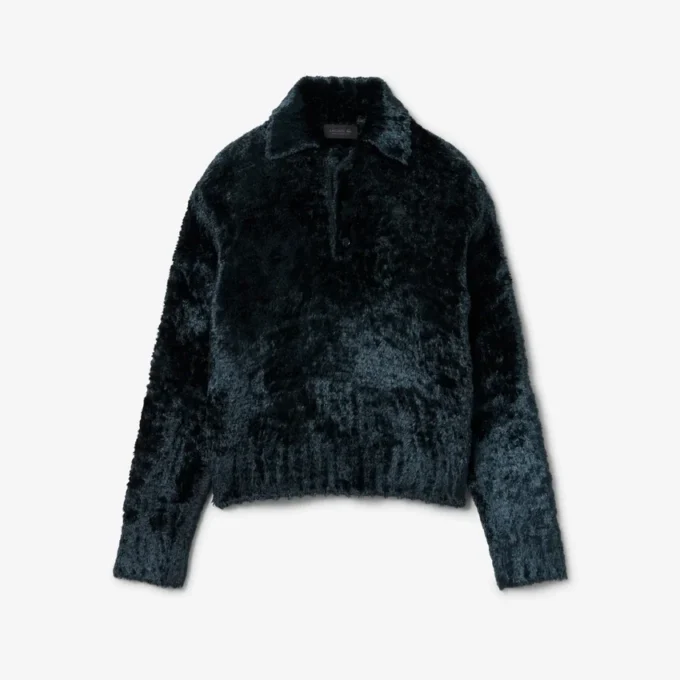 Sweter z weluru z kołnierzem Polo z kolekcji Runway Sweter z weluru z kołnierzem Polo z kolekcji Runway
