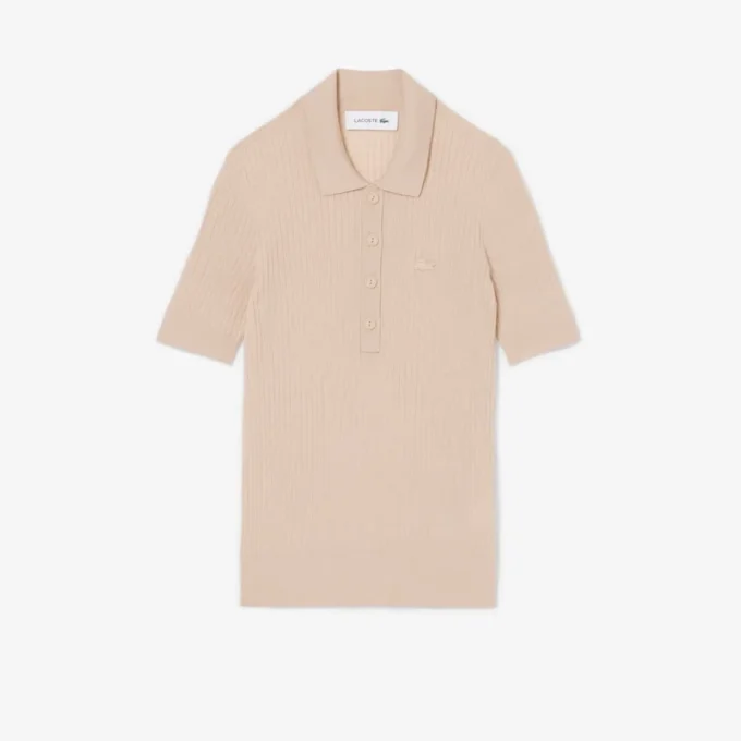 Sweter z wełny merynosowej z kołnierzem Polo i dzianiną 3D Sweter z wełny merynosowej z kołnierzem Polo i dzianiną 3D