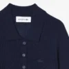 Sweter z wełny merynosowej z kołnierzem Polo i dzianiną 3D Sweter z wełny merynosowej z kołnierzem Polo i dzianiną 3D