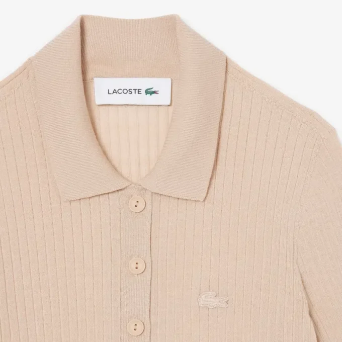 Sweter z wełny merynosowej z kołnierzem Polo i dzianiną 3D Sweter z wełny merynosowej z kołnierzem Polo i dzianiną 3D