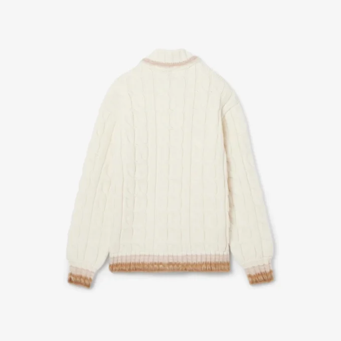 Sweter z wełny z kołnierzem Koszulki Polo i splotem warkoczowym