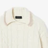 Sweter z wełny z kołnierzem Koszulki Polo i splotem warkoczowym