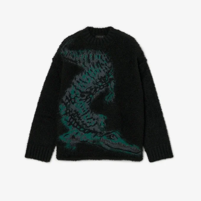 Sweter z wzorem krokodyla w stylu z wybiegu