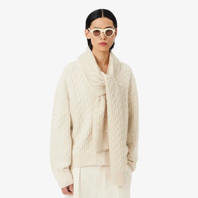 Szalik z kaszmiru w splot kablowy z kolekcji Runway Szalik z kaszmiru w splot kablowy z kolekcji Runway