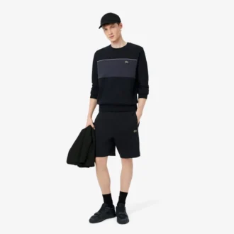 Szorty z polaru o regularnym kroju w stylu colorblock