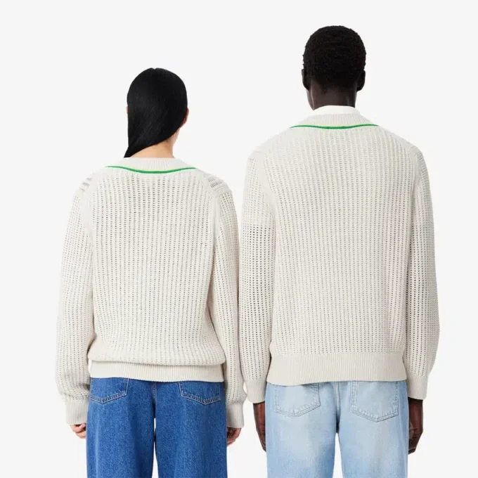 Unisexowy sweter tenisowy w paski z dekoltem w serek Unisexowy sweter tenisowy w paski z dekoltem w serek