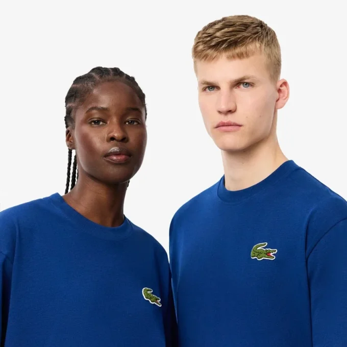 Unisexowy T-shirt z naszywką z grubej bawełny o luźnym kroju Unisexowy T-shirt z naszywką z grubej bawełny o luźnym kroju