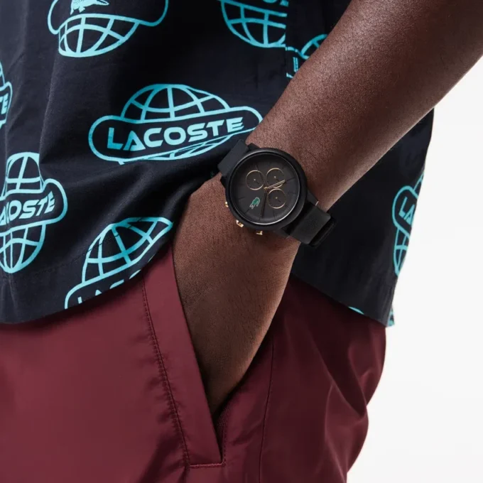 Zegarek Lacoste.12.12 Chrono, czarny i złoty, silikon