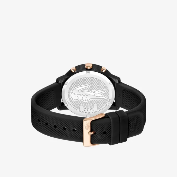 Zegarek Lacoste.12.12 Chrono, czarny i złoty, silikon