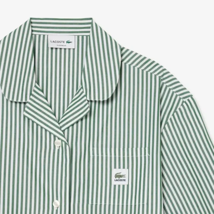 Zestaw piżamy oversize z popeliny w paski Zestaw piżamy oversize z popeliny w paski